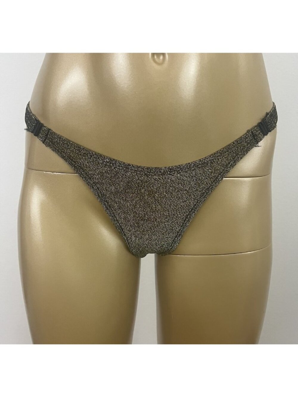 Vintage Y2K Women's 5 Small Gold Metallic Thong Panty NWT